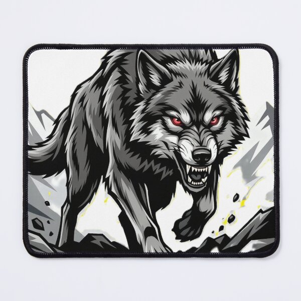 Item preview, Furious Black Wolf With Glowing Red Eyes designed and sold by Mido-artister.