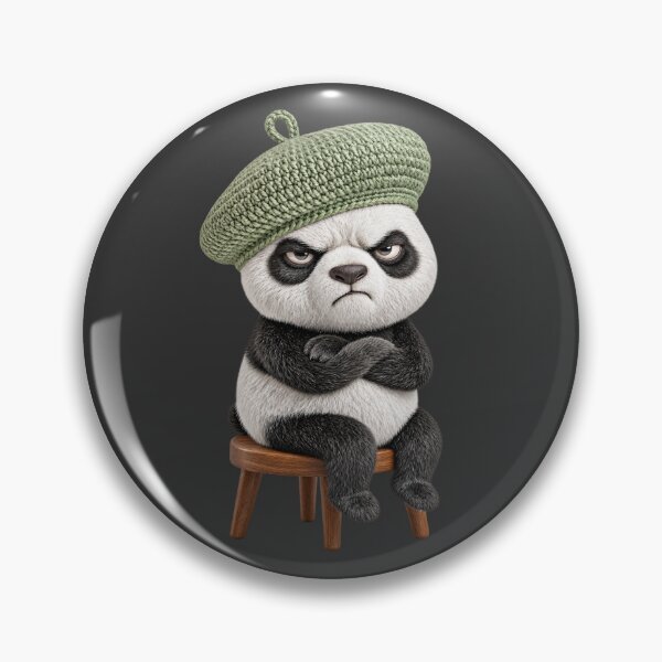 Item preview, Grumpy Panda in a Knitted Beret designed and sold by knitcorner26.