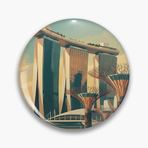 Item preview, Singapore Vintage Marina Bay Travel Illustration designed and sold by Bomax121.