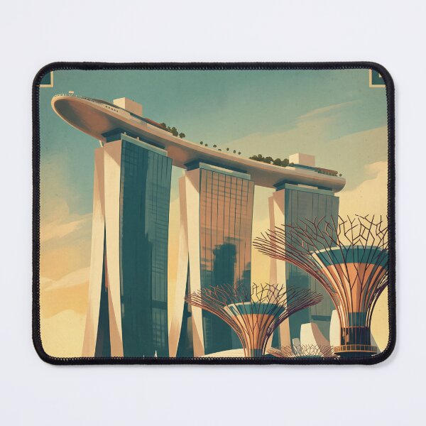 Item preview, Singapore Vintage Marina Bay Travel Illustration designed and sold by Bomax121.