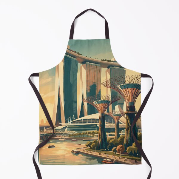 Item preview, Singapore Vintage Marina Bay Travel Illustration designed and sold by Bomax121.