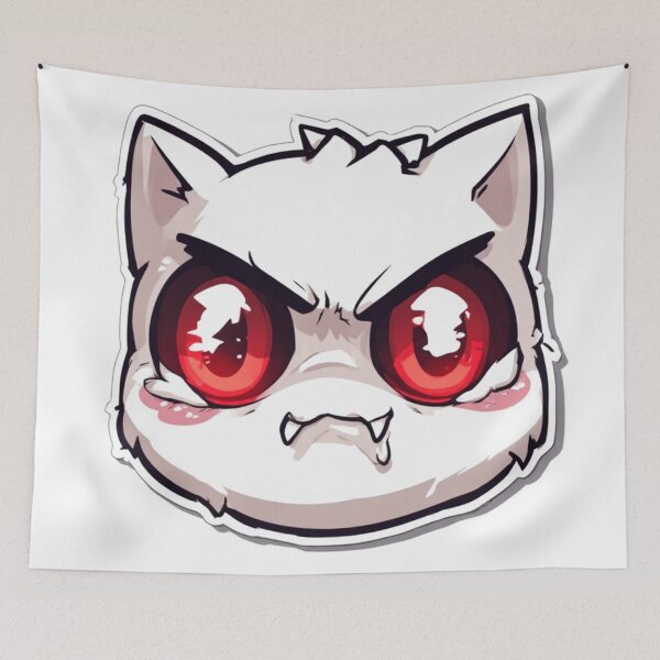 Item preview, Angry White Cat Red Eyes Cute designed and sold by YAM716.