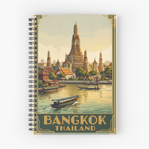 Item preview, Bangkok Thailand Vintage Temple Travel Illustration designed and sold by Bomax121.