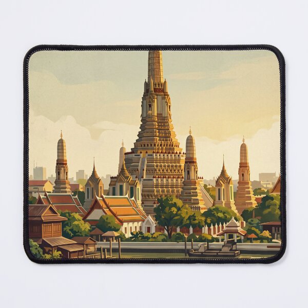 Item preview, Bangkok Thailand Vintage Temple Travel Illustration designed and sold by Bomax121.