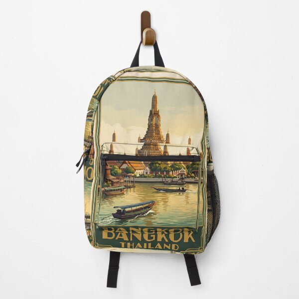Item preview, Bangkok Thailand Vintage Temple Travel Illustration designed and sold by Bomax121.