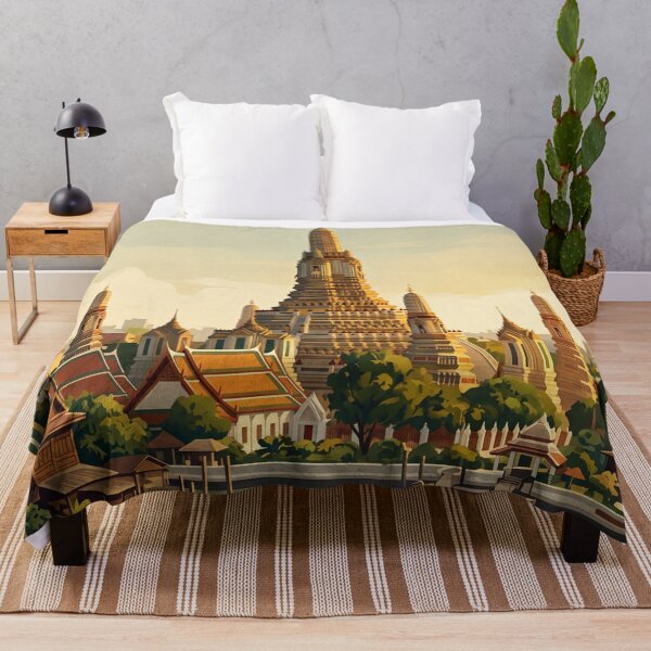 Item preview, Bangkok Thailand Vintage Temple Travel Illustration designed and sold by Bomax121.