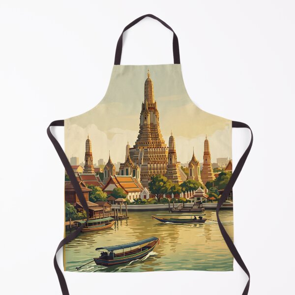 Item preview, Bangkok Thailand Vintage Temple Travel Illustration designed and sold by Bomax121.