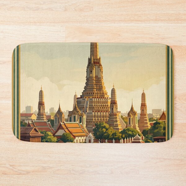 Item preview, Bangkok Thailand Vintage Temple Travel Illustration designed and sold by Bomax121.