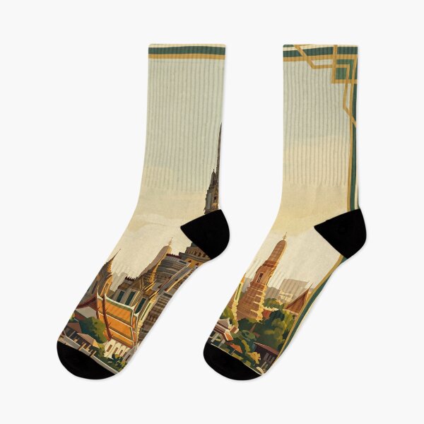 Item preview, Bangkok Thailand Vintage Temple Travel Illustration designed and sold by Bomax121.