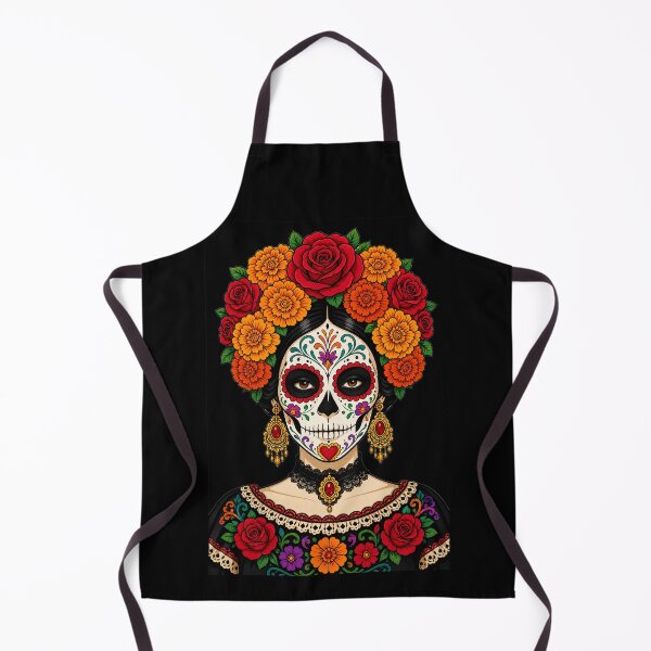 Item preview, La Catrina Floral Portrait - Traditional Sugar Skull Face designed and sold by CosmicFlora Studio.