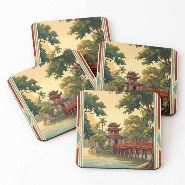 Item preview, Hanoi Vietnam Vintage Travel Illustration designed and sold by Bomax121.