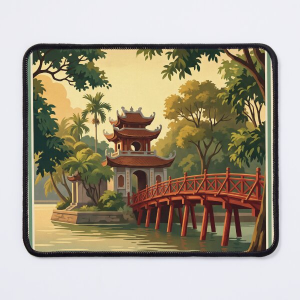 Item preview, Hanoi Vietnam Vintage Travel Illustration designed and sold by Bomax121.
