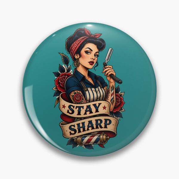 Item preview, Lady Barber Razor Stay Sharp Tattoo Emblem designed and sold by Barber MD Culture.
