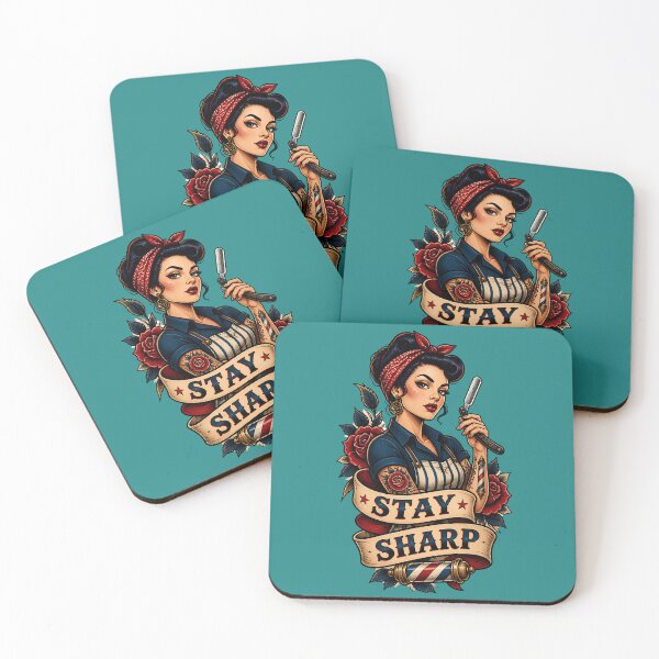 Item preview, Lady Barber Razor Stay Sharp Tattoo Emblem designed and sold by Barber MD Culture.