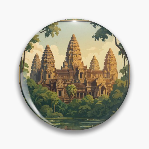 Item preview, Siem Reap Cambodia Vintage Temple Illustration designed and sold by Bomax121.