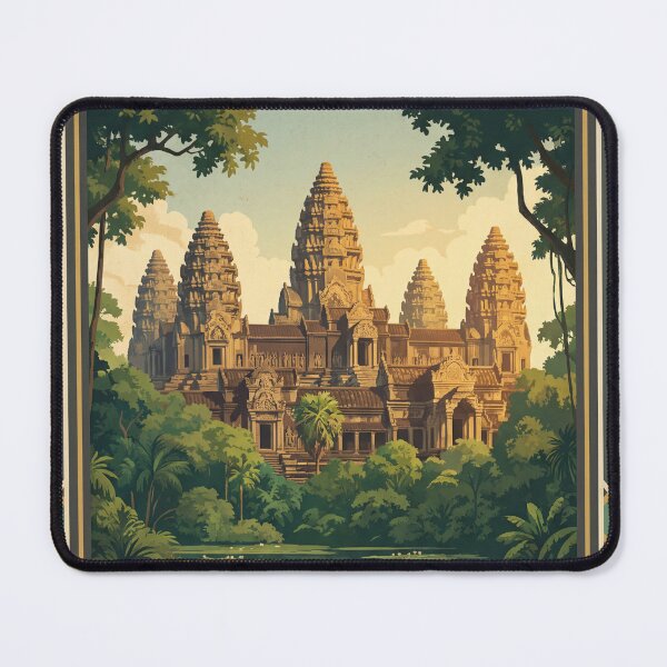 Item preview, Siem Reap Cambodia Vintage Temple Illustration designed and sold by Bomax121.
