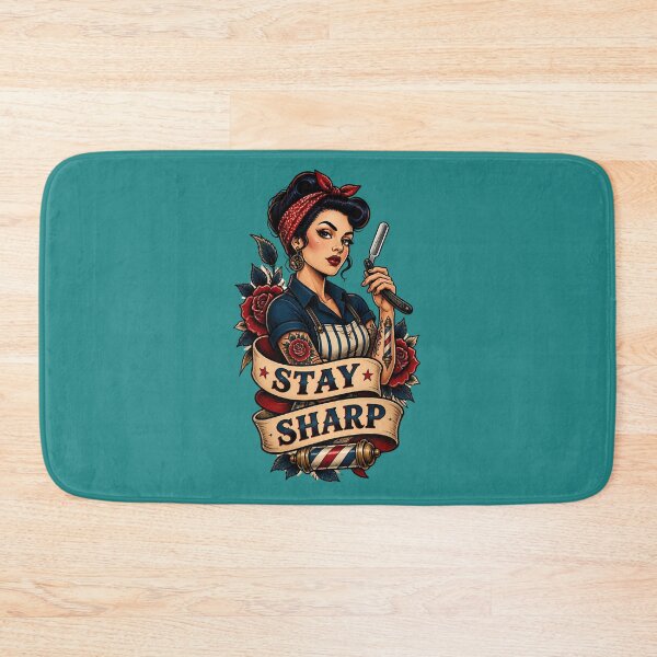 Item preview, Lady Barber Razor Stay Sharp Tattoo Emblem designed and sold by Barber MD Culture.