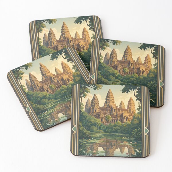 Item preview, Siem Reap Cambodia Vintage Temple Illustration designed and sold by Bomax121.