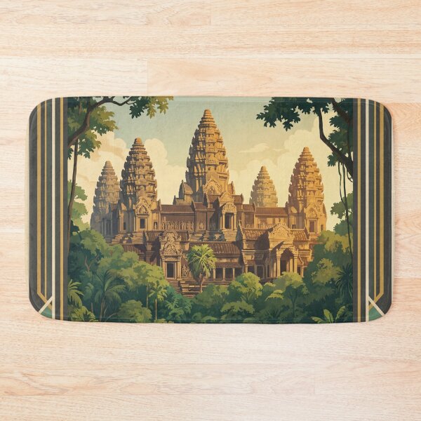 Item preview, Siem Reap Cambodia Vintage Temple Illustration designed and sold by Bomax121.