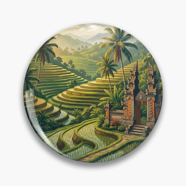 Item preview, Ubud Bali Vintage Tropical Travel Illustration designed and sold by Bomax121.