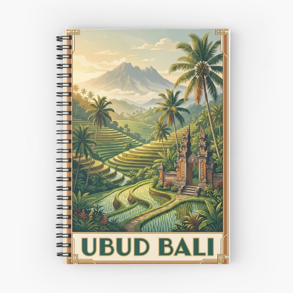 Item preview, Ubud Bali Vintage Tropical Travel Illustration designed and sold by Bomax121.