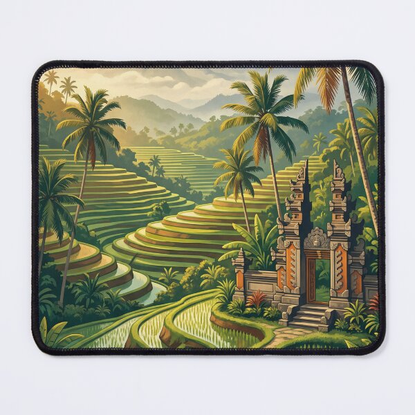 Item preview, Ubud Bali Vintage Tropical Travel Illustration designed and sold by Bomax121.
