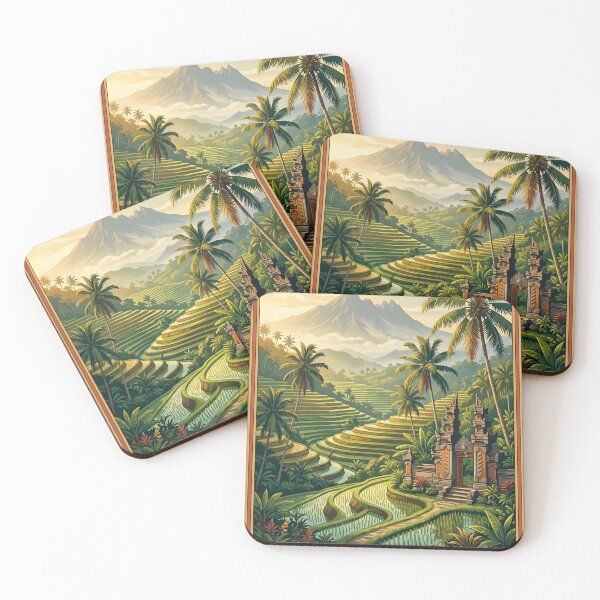 Item preview, Ubud Bali Vintage Tropical Travel Illustration designed and sold by Bomax121.