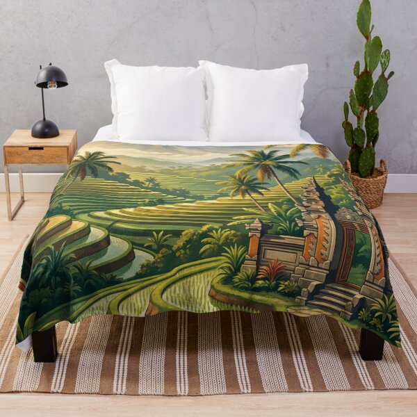 Item preview, Ubud Bali Vintage Tropical Travel Illustration designed and sold by Bomax121.