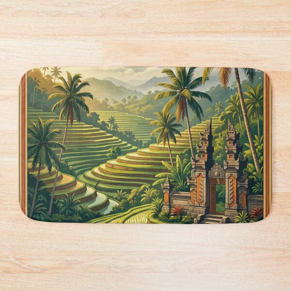 Item preview, Ubud Bali Vintage Tropical Travel Illustration designed and sold by Bomax121.