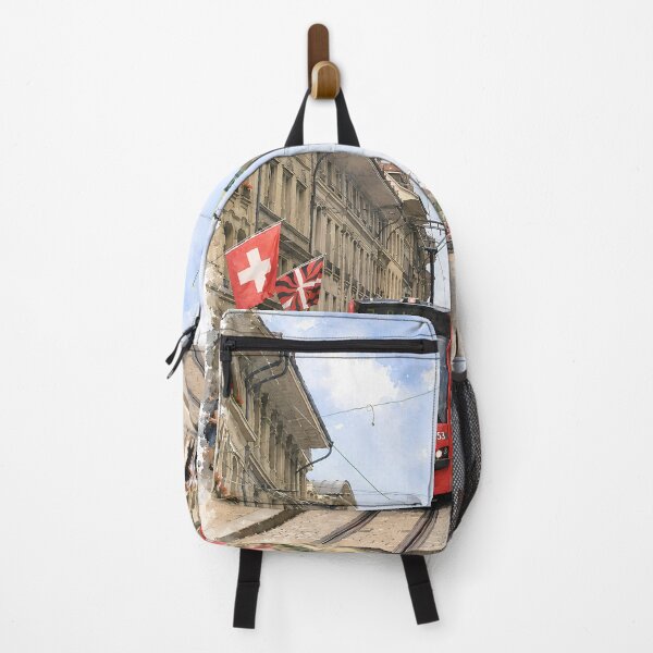 Item preview, Bern Switzerland Digital Watercolor Red Tram Street Art designed and sold by SlavaArt.