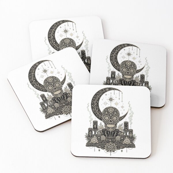 Item preview, Moonlit Altar Sugar Skull - Celestial Ritual Art designed and sold by CosmicFlora Studio.