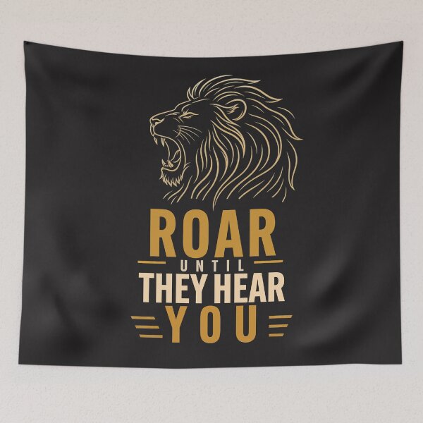 Item preview, Roar Until They Hear You – Elegant Line-Art Lion Motivational Quote designed and sold by Bennie Singh.