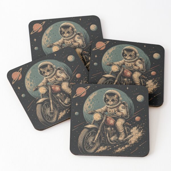Item preview, Astronaut Cat Riding Motorcycle – Cosmic Adventure Artwork designed and sold by Dogandesighn.