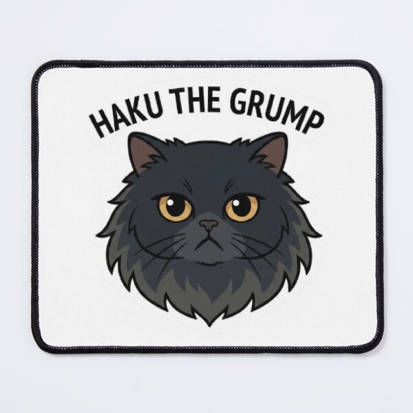 Item preview, Haku The Grump Funny Black Cat designed and sold by PetalsPaws.