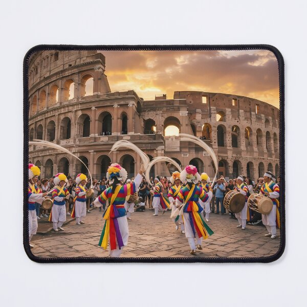 Item preview, Korean Traditional Pungmul Nori & Sangmo Spinning at Rome Colosseum Art Print, Cultural Fusion Design designed and sold by SOOstudio73.