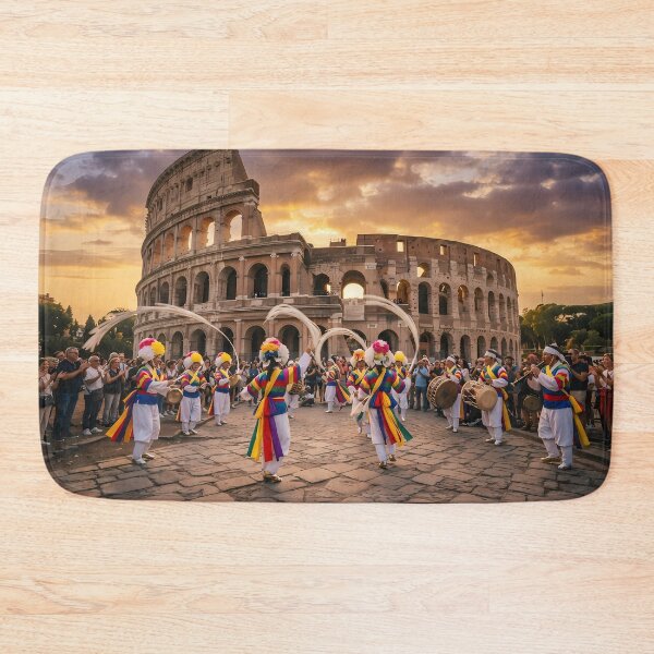 Item preview, Korean Traditional Pungmul Nori & Sangmo Spinning at Rome Colosseum Art Print, Cultural Fusion Design designed and sold by SOOstudio73.