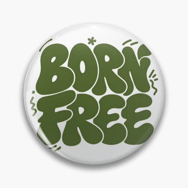 Item preview, Born Free Vintage Groovy Bubble Typography Olive Green Graphic designed and sold by DesignArtist.ia.