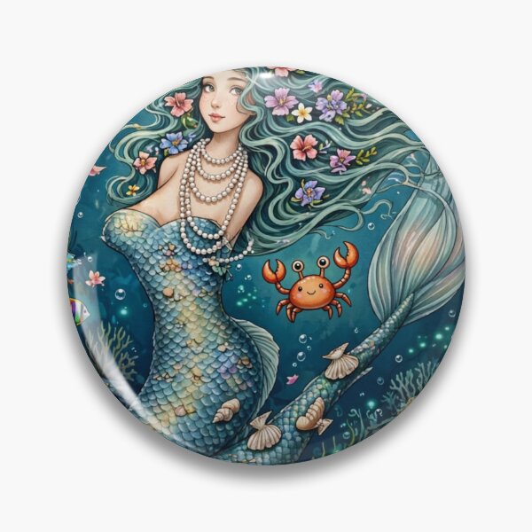 Item preview, Ocean Mermaid With Flower Hair | Cute Mermaidcore Art | Sea Friends Crab Starfish designed and sold by 303 Visionary Prints .