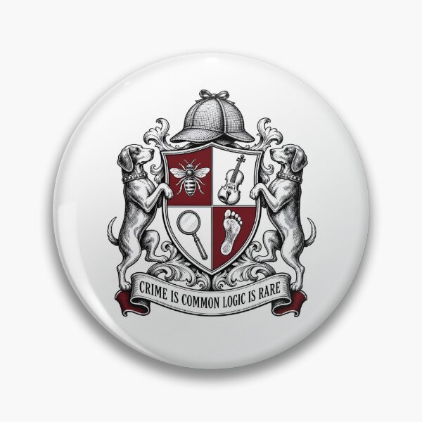 Item preview, Sherlock Holmes Crime Is Common Heraldic Crest designed and sold by Fenay Designs.