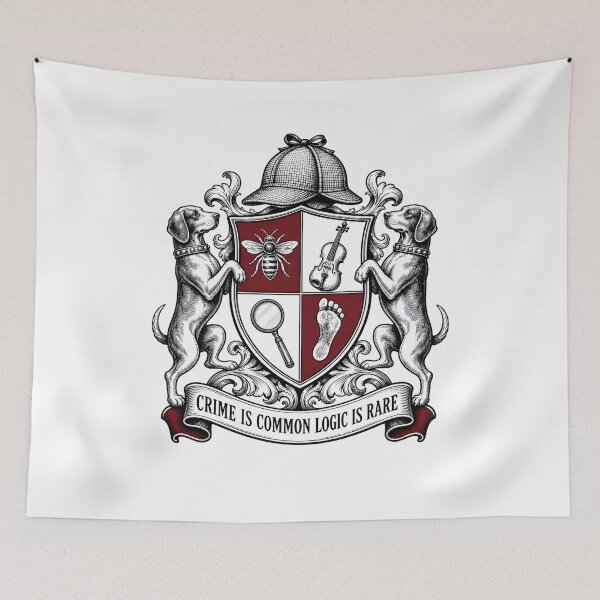 Item preview, Sherlock Holmes Crime Is Common Heraldic Crest designed and sold by Fenay Designs.