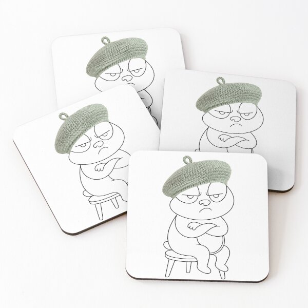 Item preview, Grumpy Character in a Knitted Beret designed and sold by knitcorner26.