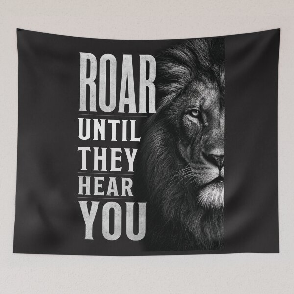 Item preview, Roar Until They Hear You – Black and White Lion Motivational Quote designed and sold by Bennie Singh.