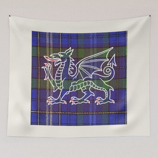Item preview, ✨Davies Welsh Tartan – Heritage of the Dyfed Line & y Ddraig Goch - the red dragon v3 designed and sold by WheelieGdArt.