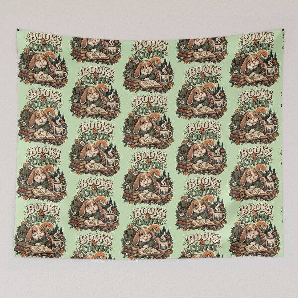 Item preview, Books & Coffee Bunny – Cozy Reading Artwork designed and sold by Dogandesighn.