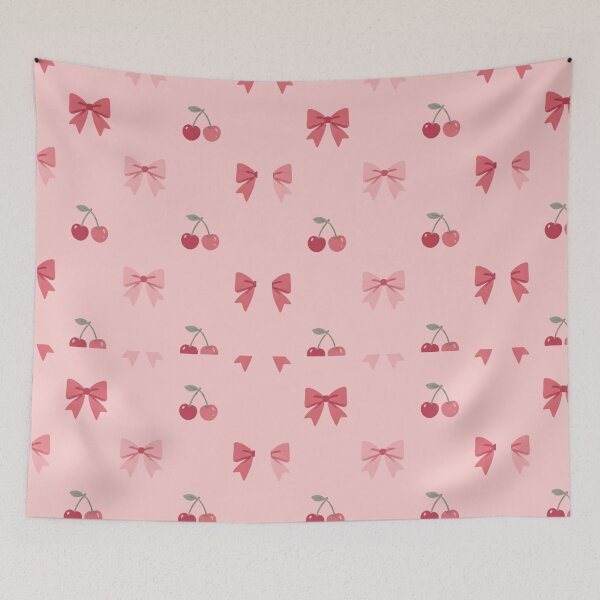 Item preview, Pink Coquette Ribbon and Cherry Seamless Pattern designed and sold by NeonSketch Lab.