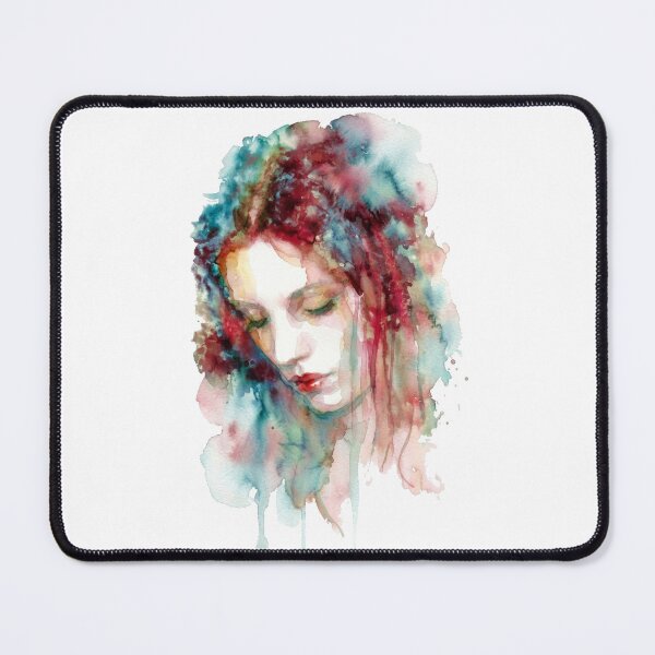 Item preview, Melancholy Woman Portrait Expressionist Watercolor designed and sold by caracatita75.