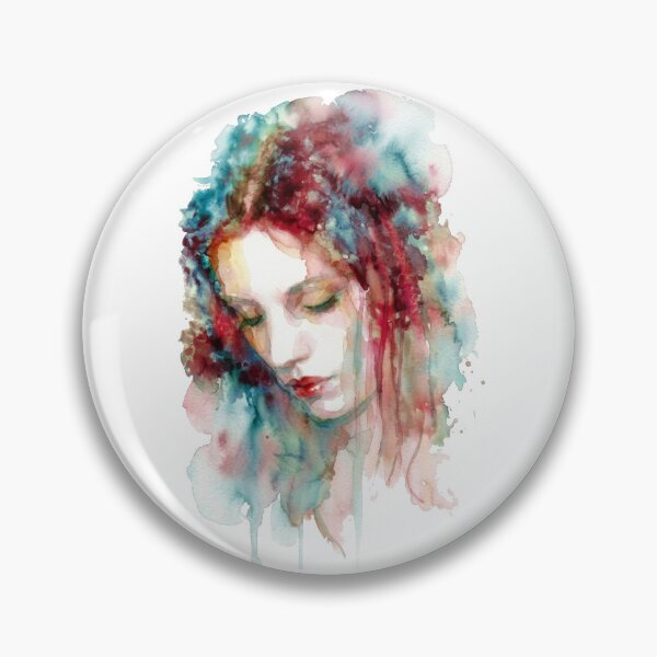 Item preview, Melancholy Woman Portrait Expressionist Watercolor designed and sold by caracatita75.