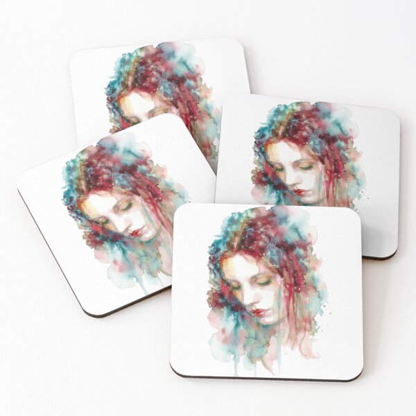 Item preview, Melancholy Woman Portrait Expressionist Watercolor designed and sold by caracatita75.