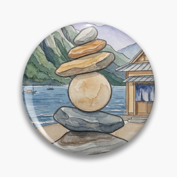 Item preview, Zen Stone Cairn Mountain Lake designed and sold by Dreamic.Art.