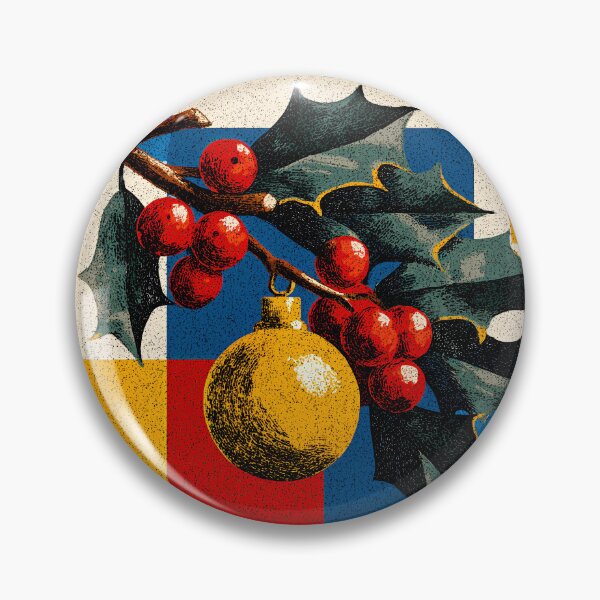 Item preview, Vintage Geometric Christmas Holly and Ornament designed and sold by colorful-white.